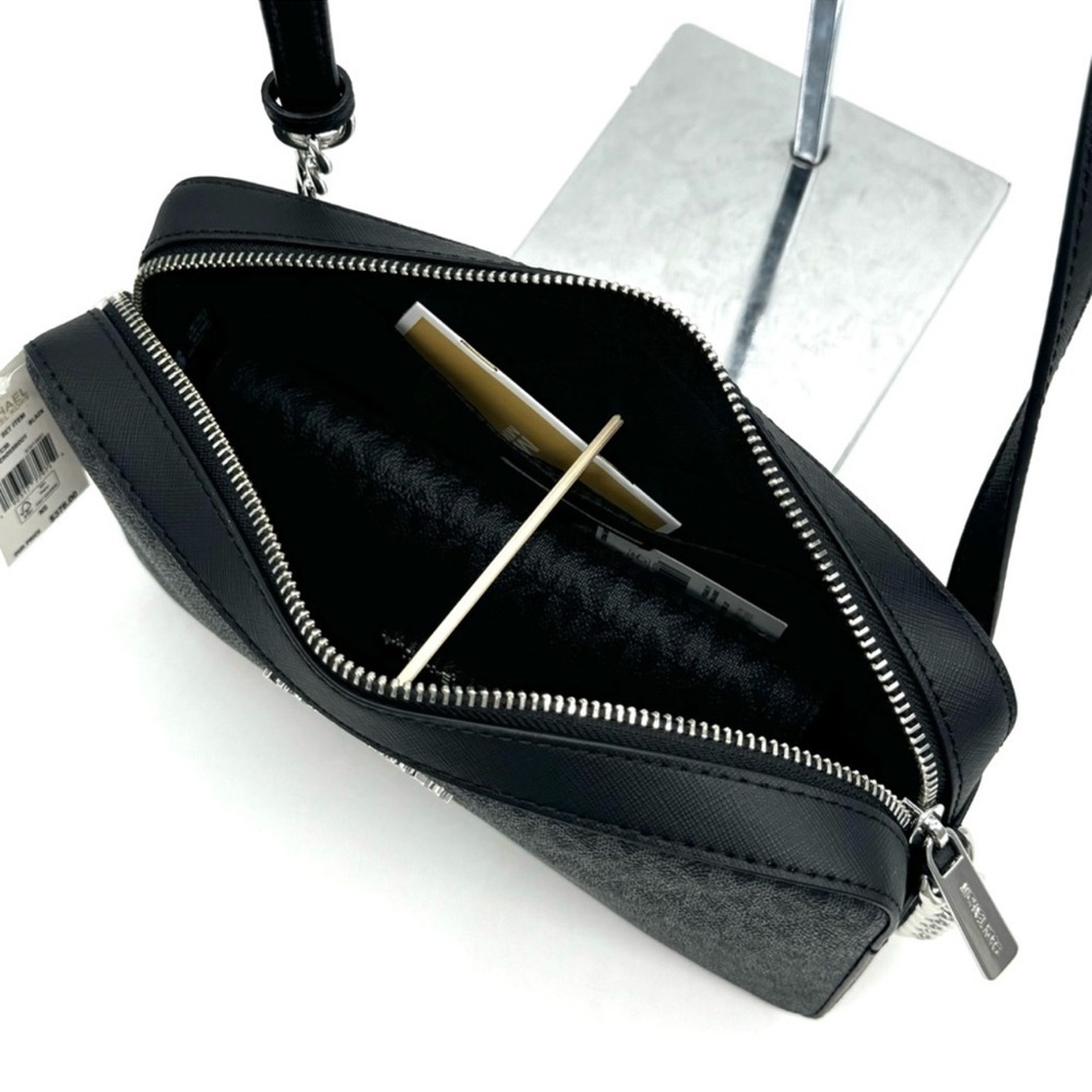 Michael Kors Large Jet Set Item EW Crossbody Bag Black Signature - Picture 7 of 11